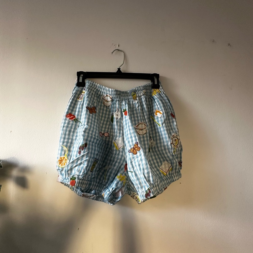 Samantha Pleet Blue Checkered Women Shorts
